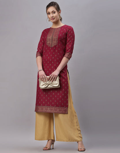 Maroon Printed Kurti | Leemboodi