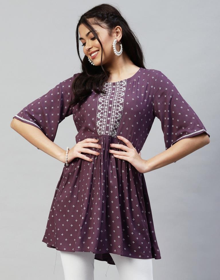 Lavender Gathered Tunic Top | Sudathi