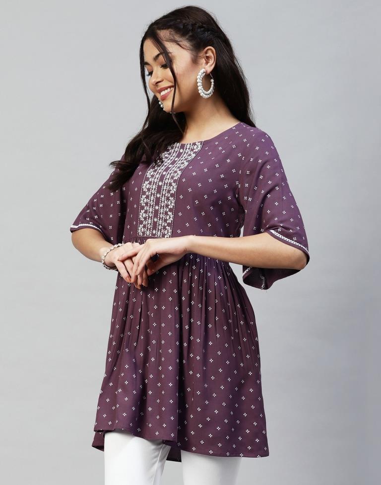 Lavender Gathered Tunic Top | Sudathi