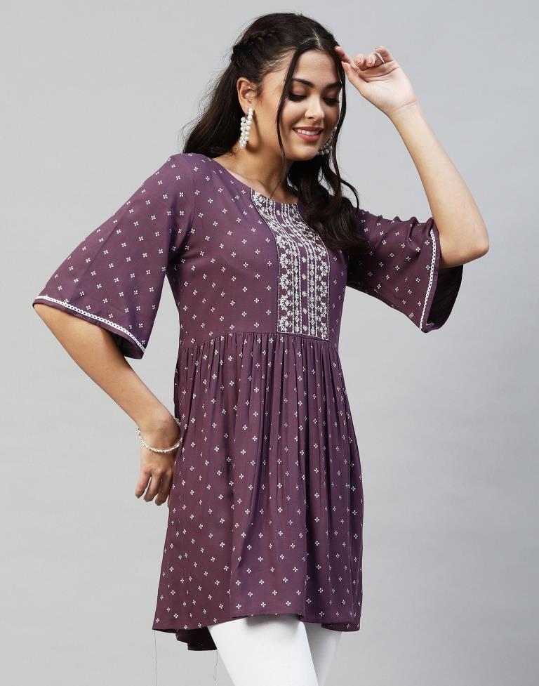 Lavender Gathered Tunic Top | Sudathi