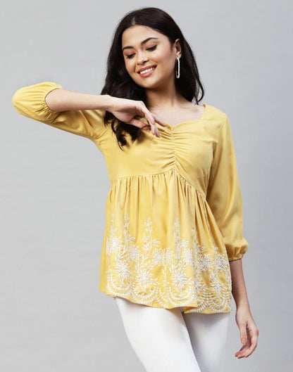 Yellow Gathered Top | Sudathi