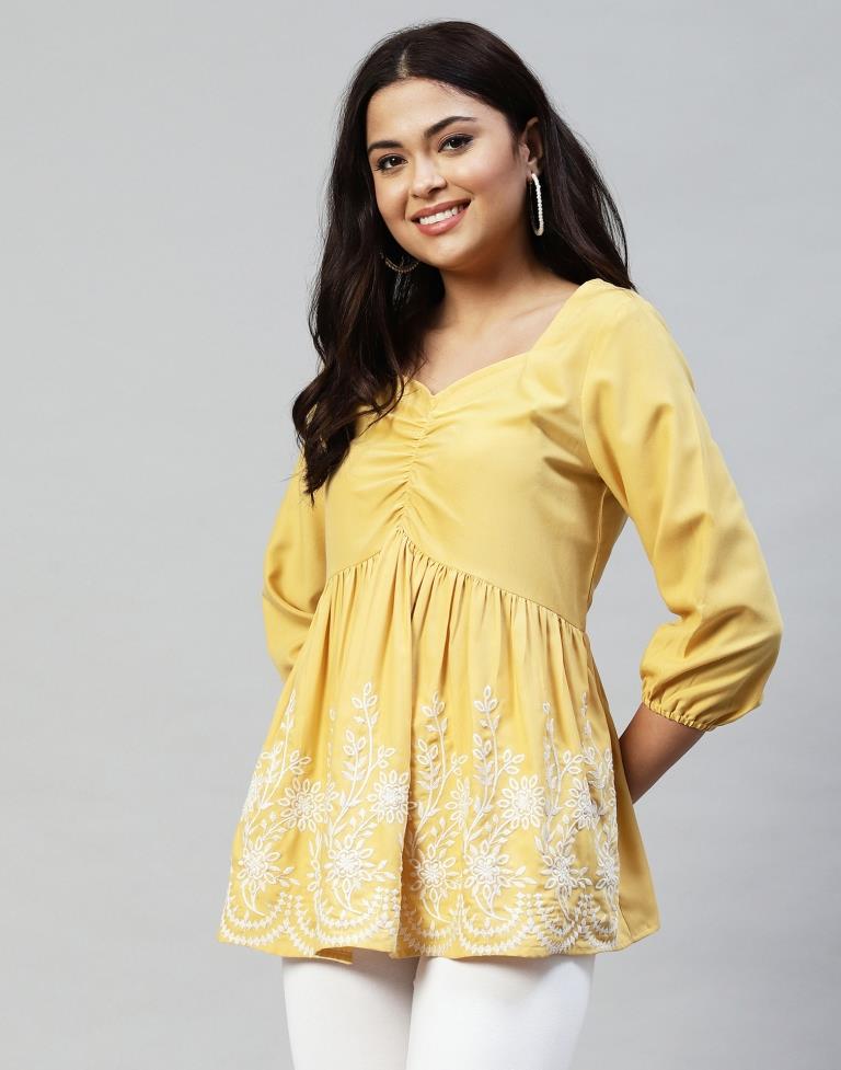 Yellow Gathered Top | Sudathi