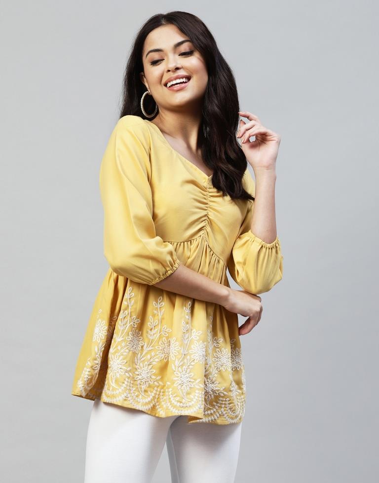 Yellow Gathered Top | Sudathi