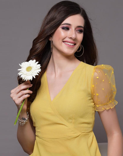 Yellow Plain Georgette Top | Sudathi