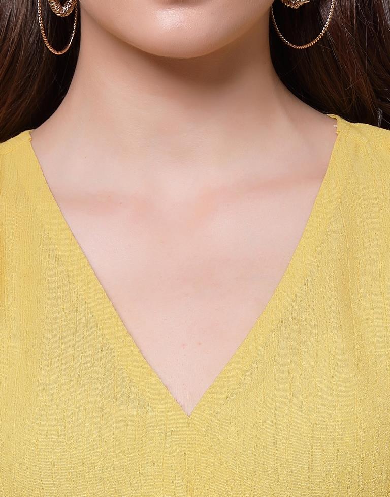 Yellow Plain Georgette Top | Sudathi