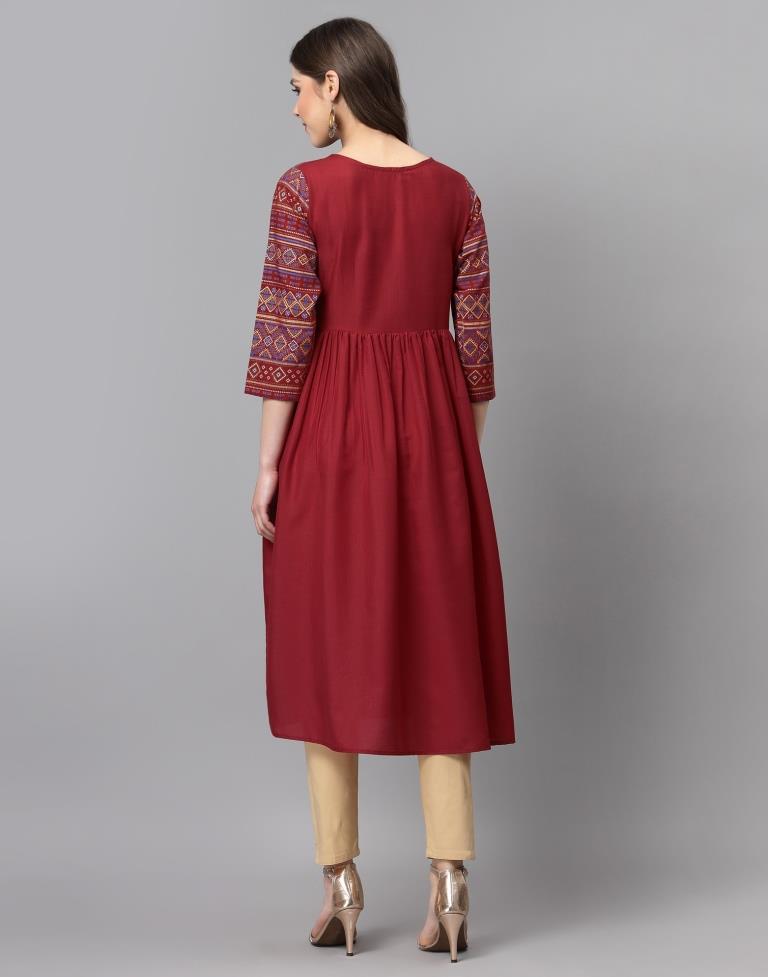 Reddish Brown Flared Kurti | Sudathi