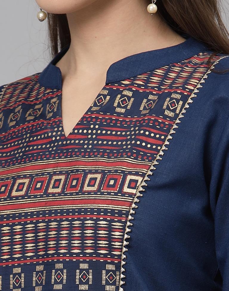 Teal Printed Kurti | Sudathi