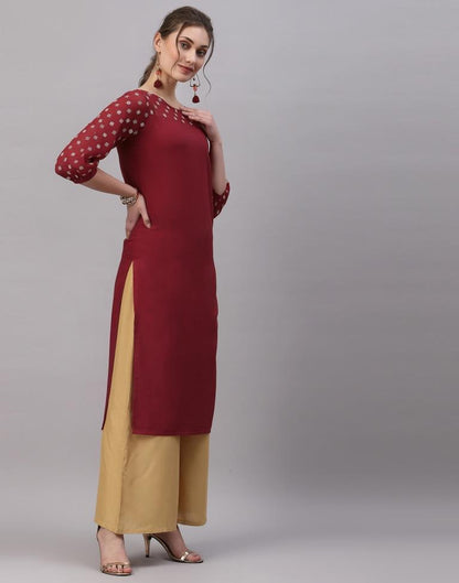 Maroon Printed Kurti | Leemboodi