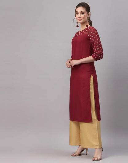 Maroon Printed Kurti | Leemboodi