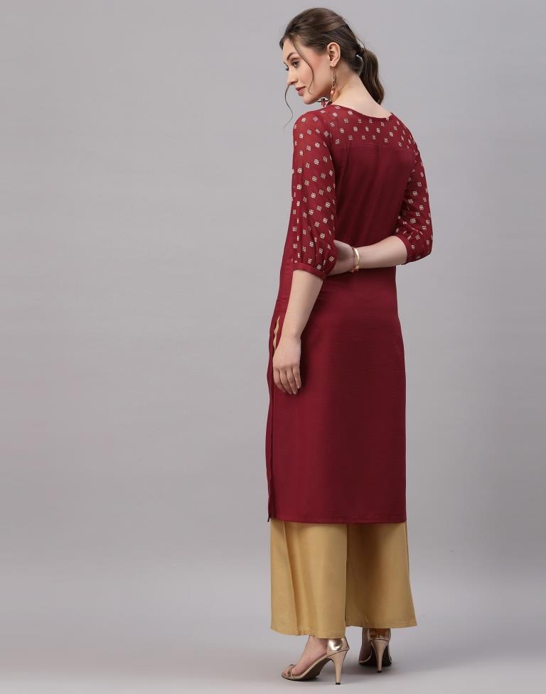 Maroon Printed Kurti | Leemboodi