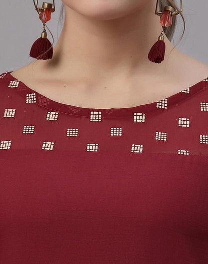 Maroon Printed Kurti | Leemboodi