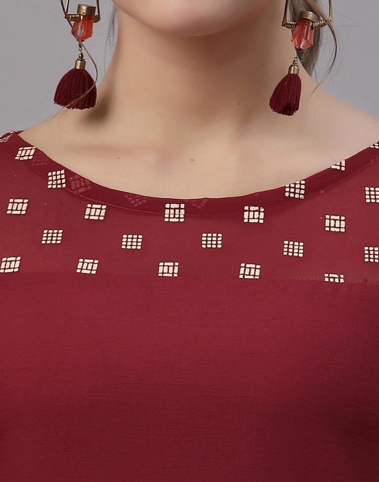 Maroon Printed Kurti | Leemboodi