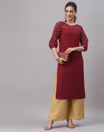 Maroon Printed Kurti | Leemboodi