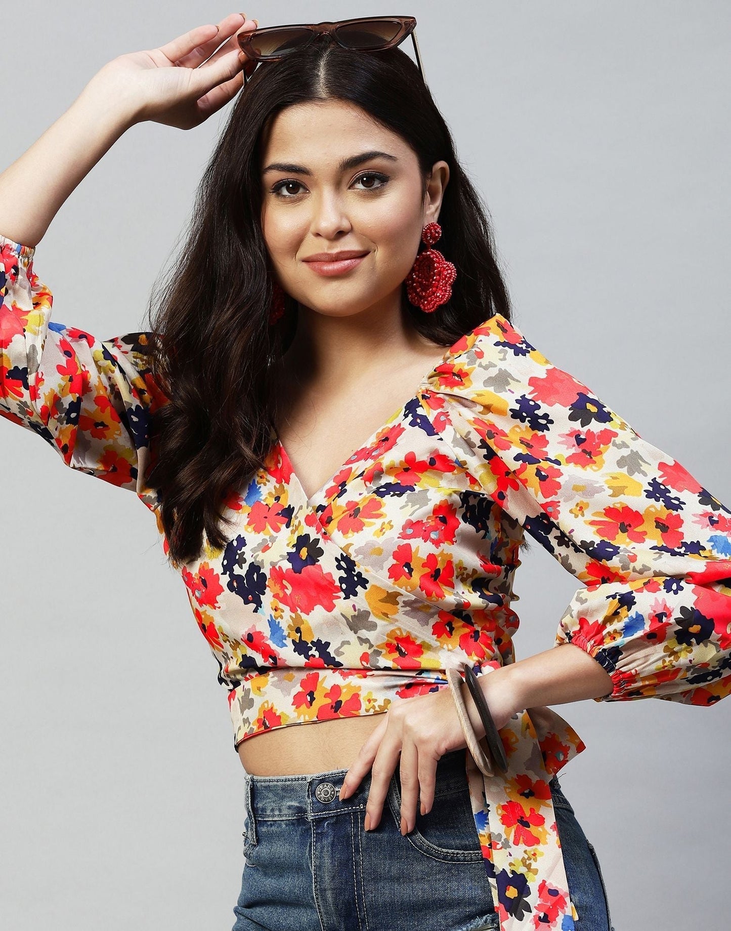 Multicoloured Floral Knotted Top | Sudathi