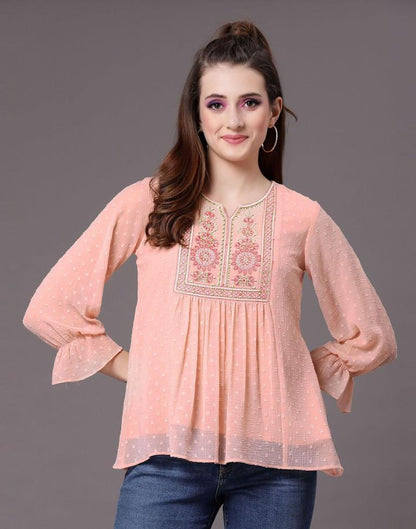 Peach Rotto Butti Top | Sudathi