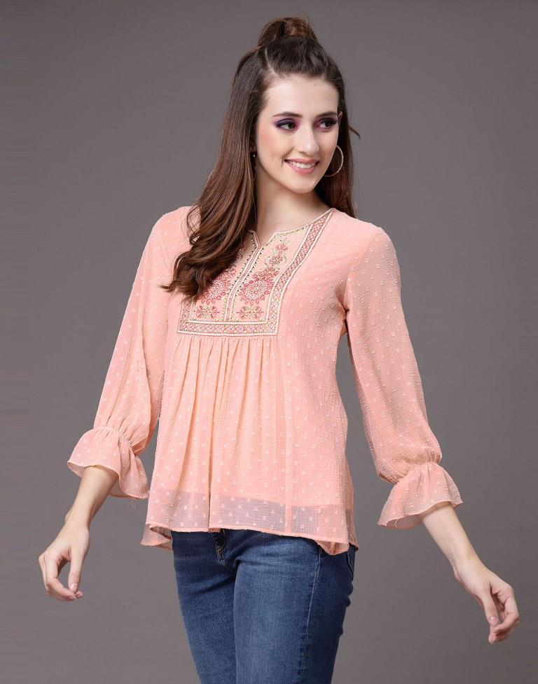 Peach Rotto Butti Top | Sudathi