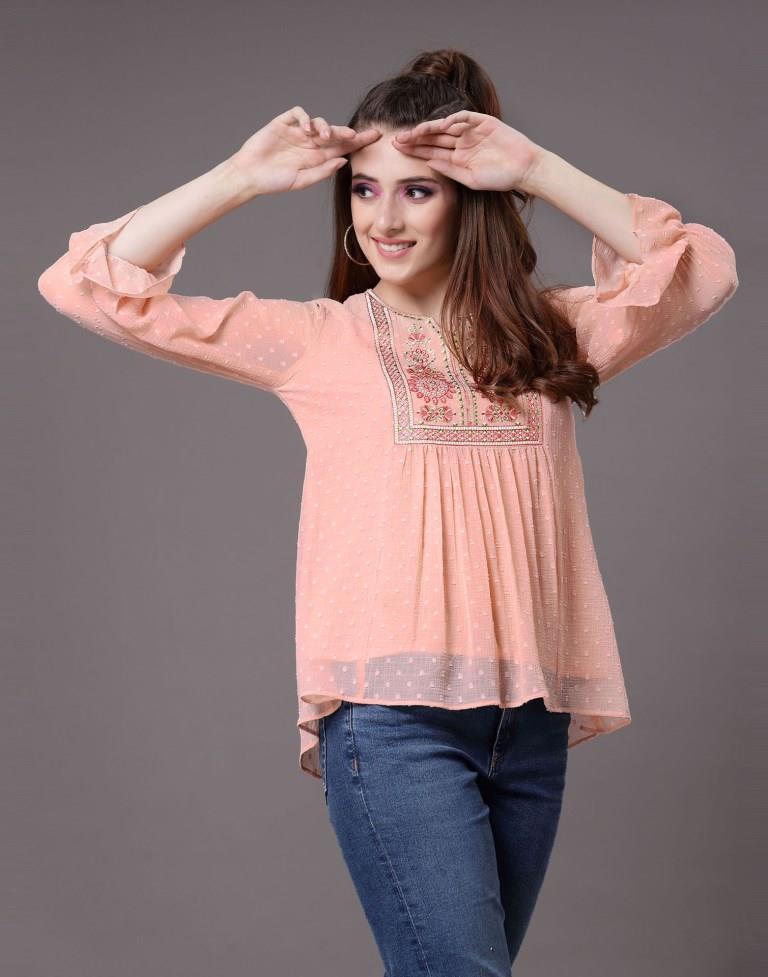 Peach Rotto Butti Top | Sudathi