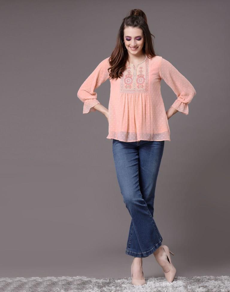 Peach Rotto Butti Top | Sudathi