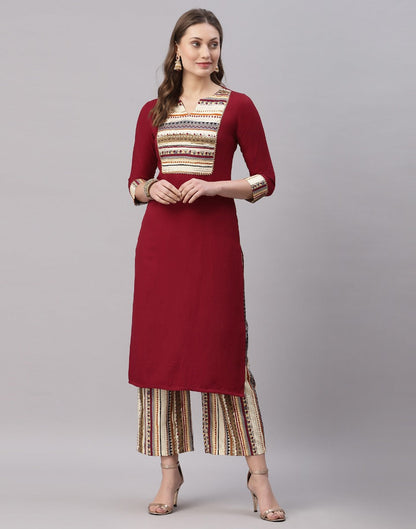 Maroon Kurti with Plazzo | Leemboodi