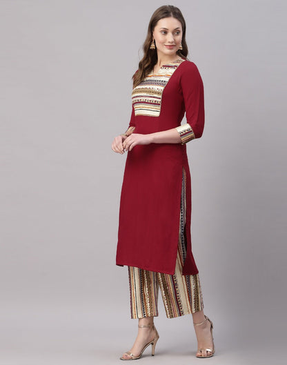 Maroon Kurti with Plazzo | Leemboodi