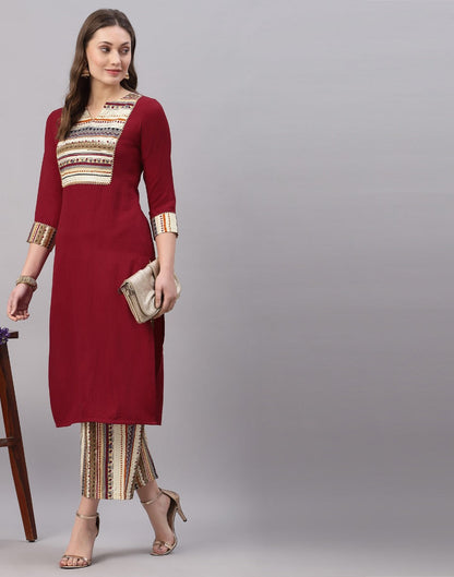 Maroon Kurti with Plazzo | Leemboodi