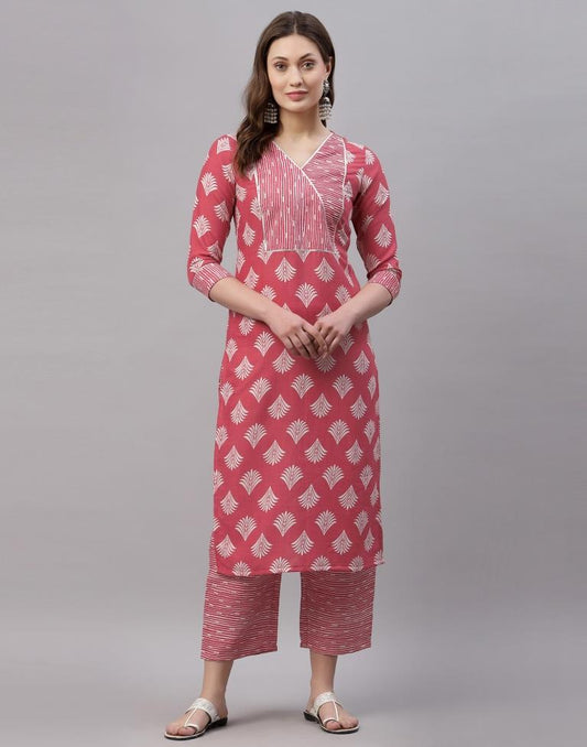 Carrot Pink Kurti With Pant Set | Leemboodi