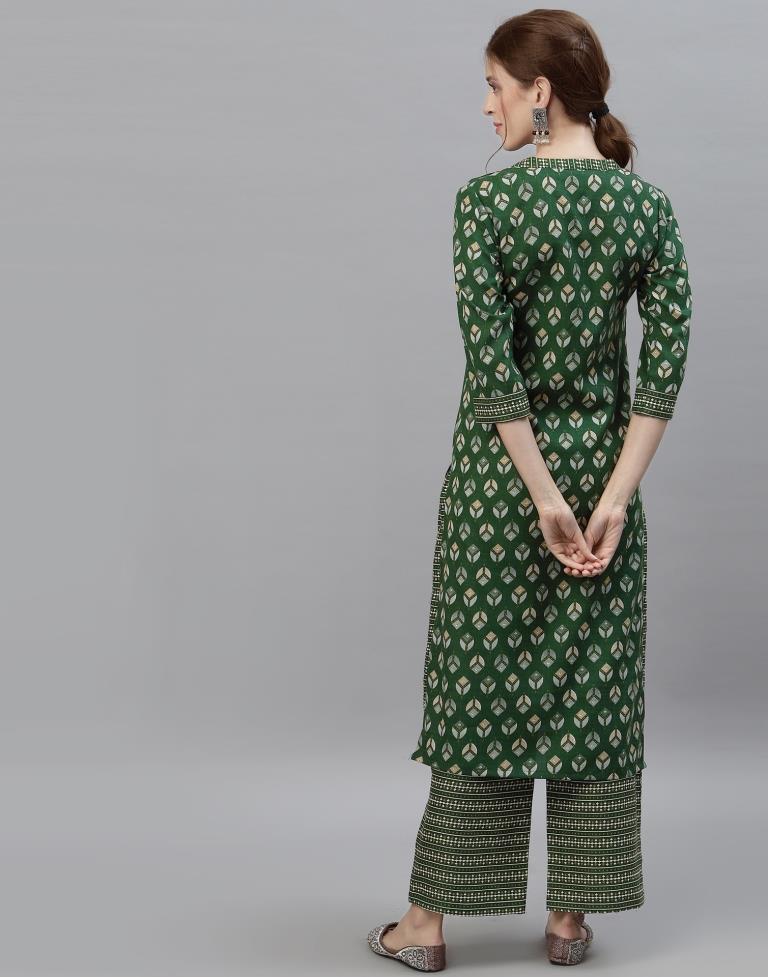 Green Kurti With Pant Set | Leemboodi