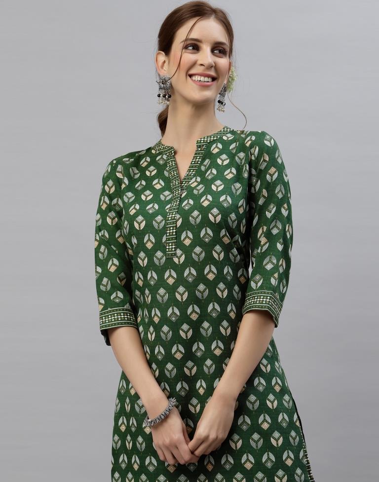 Green Kurti With Pant Set | Leemboodi