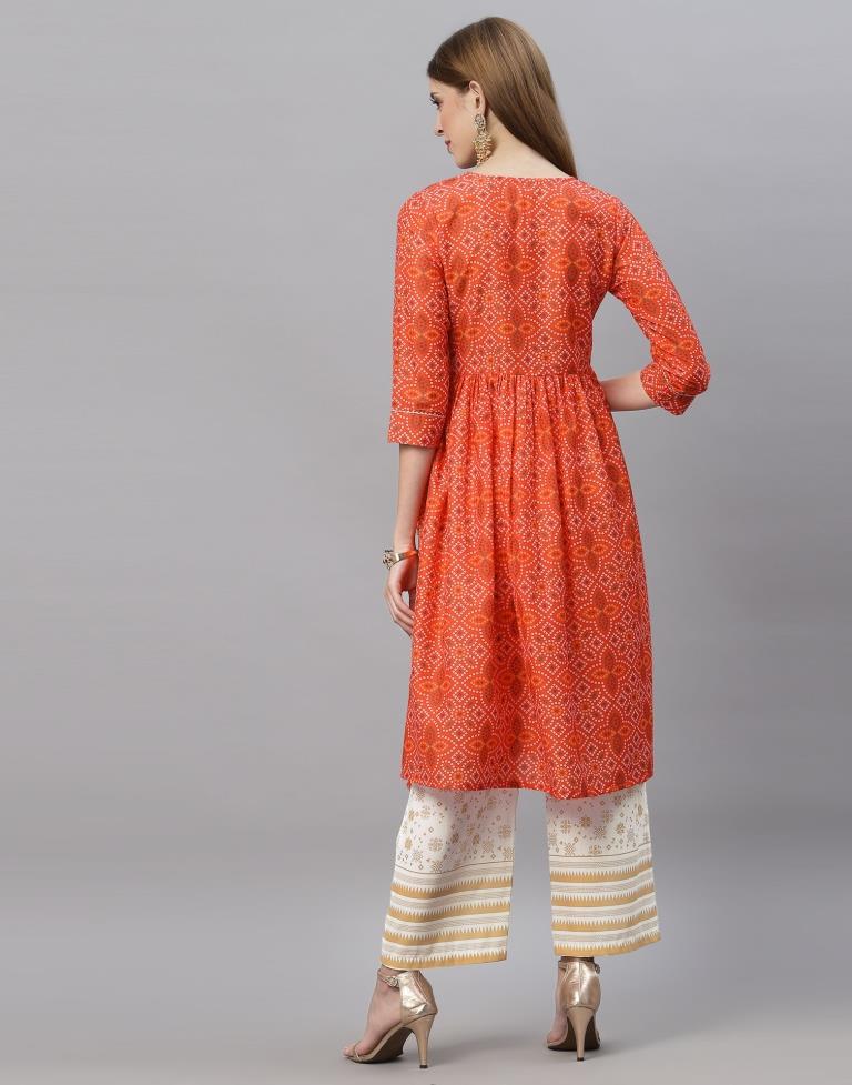 Orange Kurti With Pant Set | Leemboodi