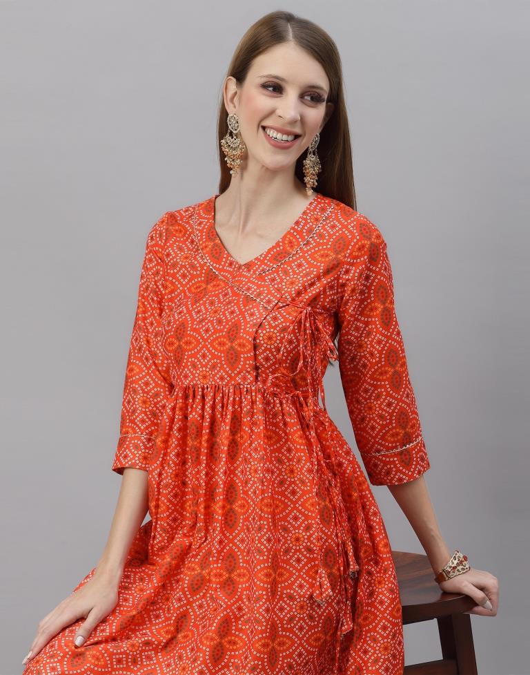 Orange Kurti With Pant Set | Leemboodi