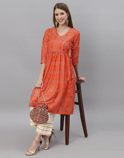 Orange Kurti With Pant Set | Leemboodi