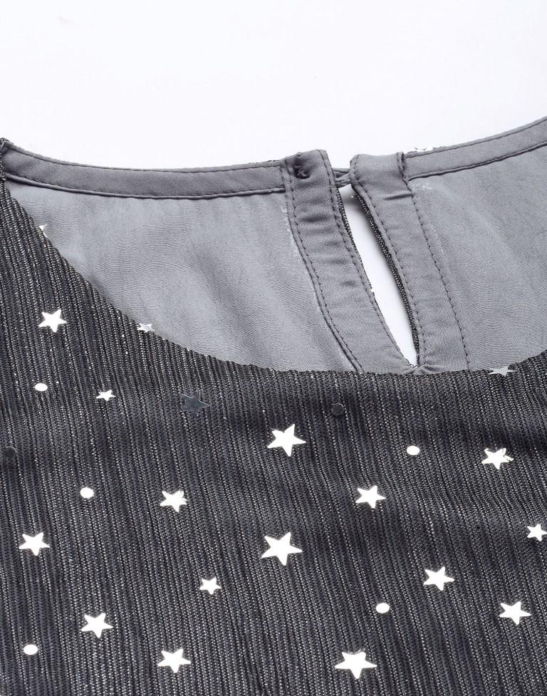 Grey Sparkling Sequinned Top | Sudathi