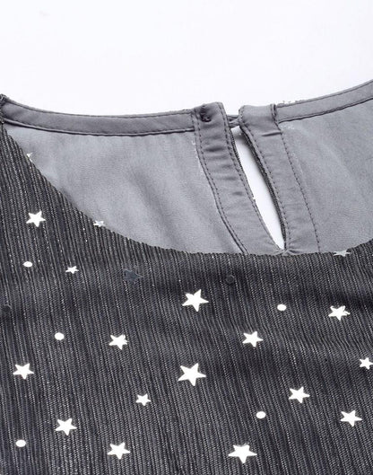 Grey Sparkling Sequinned Top | Sudathi