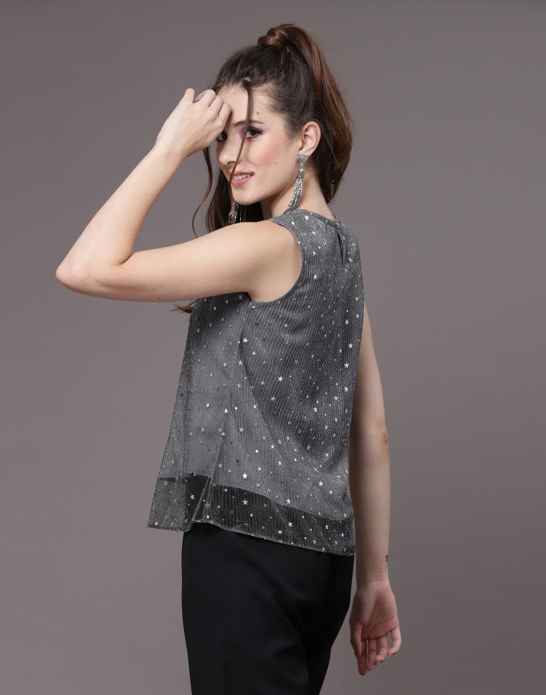 Grey Sparkling Sequinned Top | Sudathi
