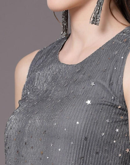 Grey Sparkling Sequinned Top | Sudathi