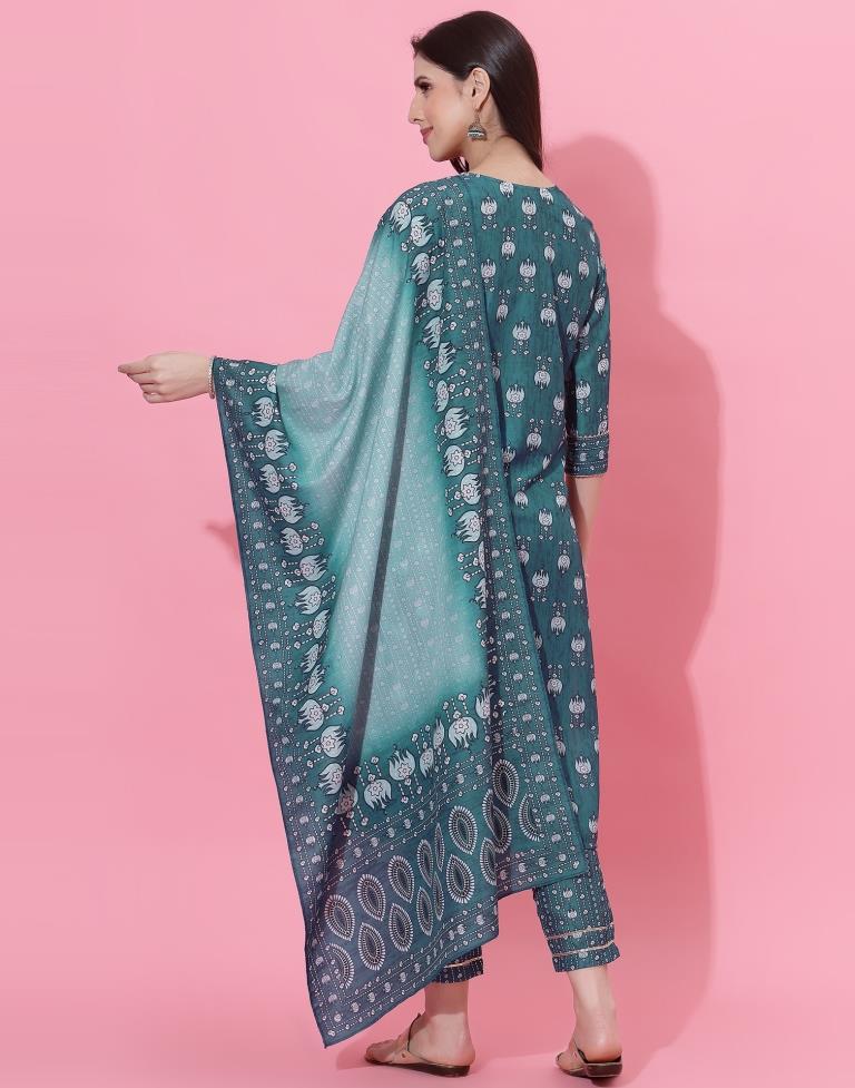 Blue Kurti With Pant And Dupatta | Leemboodi