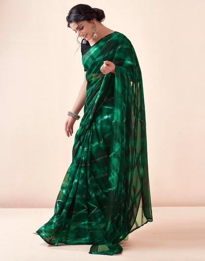 Ready to Wear Green Georgette Printed Saree