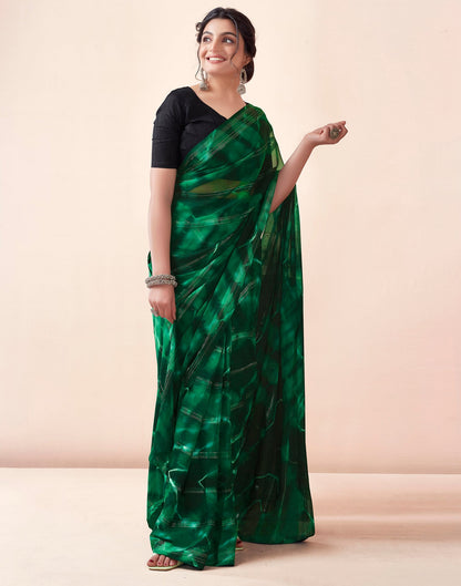 Ready to Wear Green Georgette Printed Saree