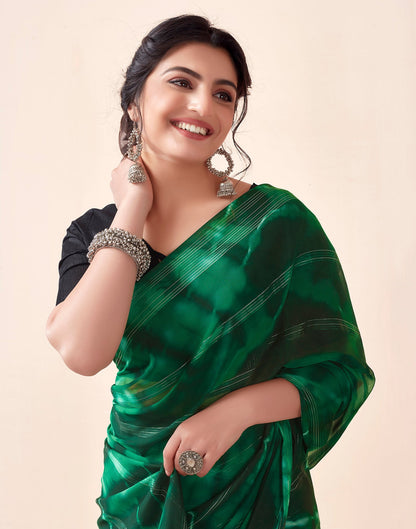 Ready to Wear Green Georgette Printed Saree