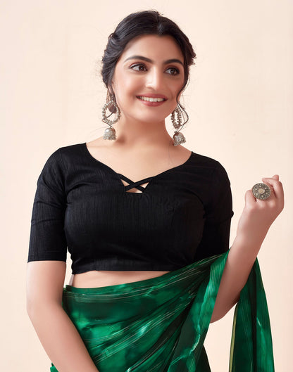 Ready to Wear Green Georgette Printed Saree