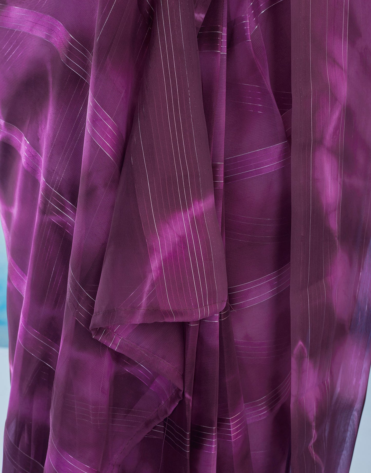 Ready to Wear Deep Purple Georgette Printed Saree