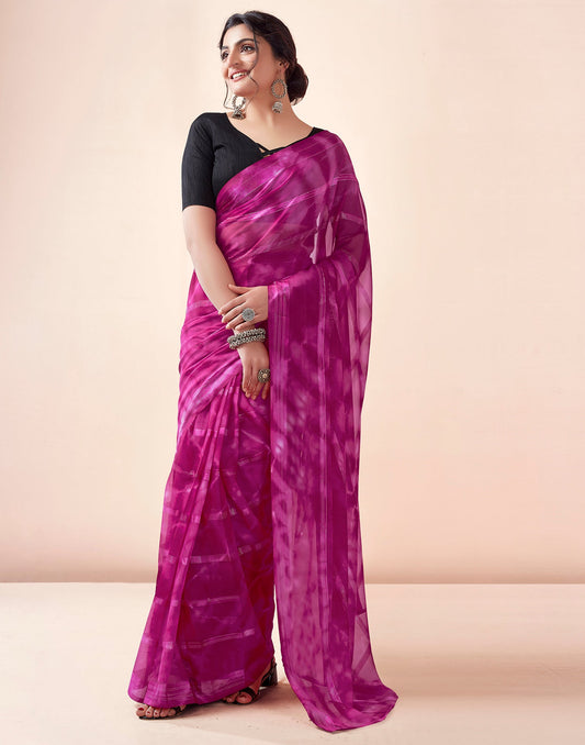 Ready to Wear Rani Pink Georgette Printed Saree