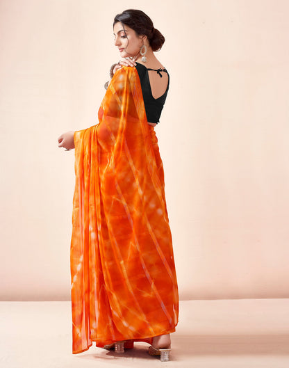 Ready to Wear Orange Georgette Printed Saree