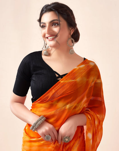 Ready to Wear Orange Georgette Printed Saree