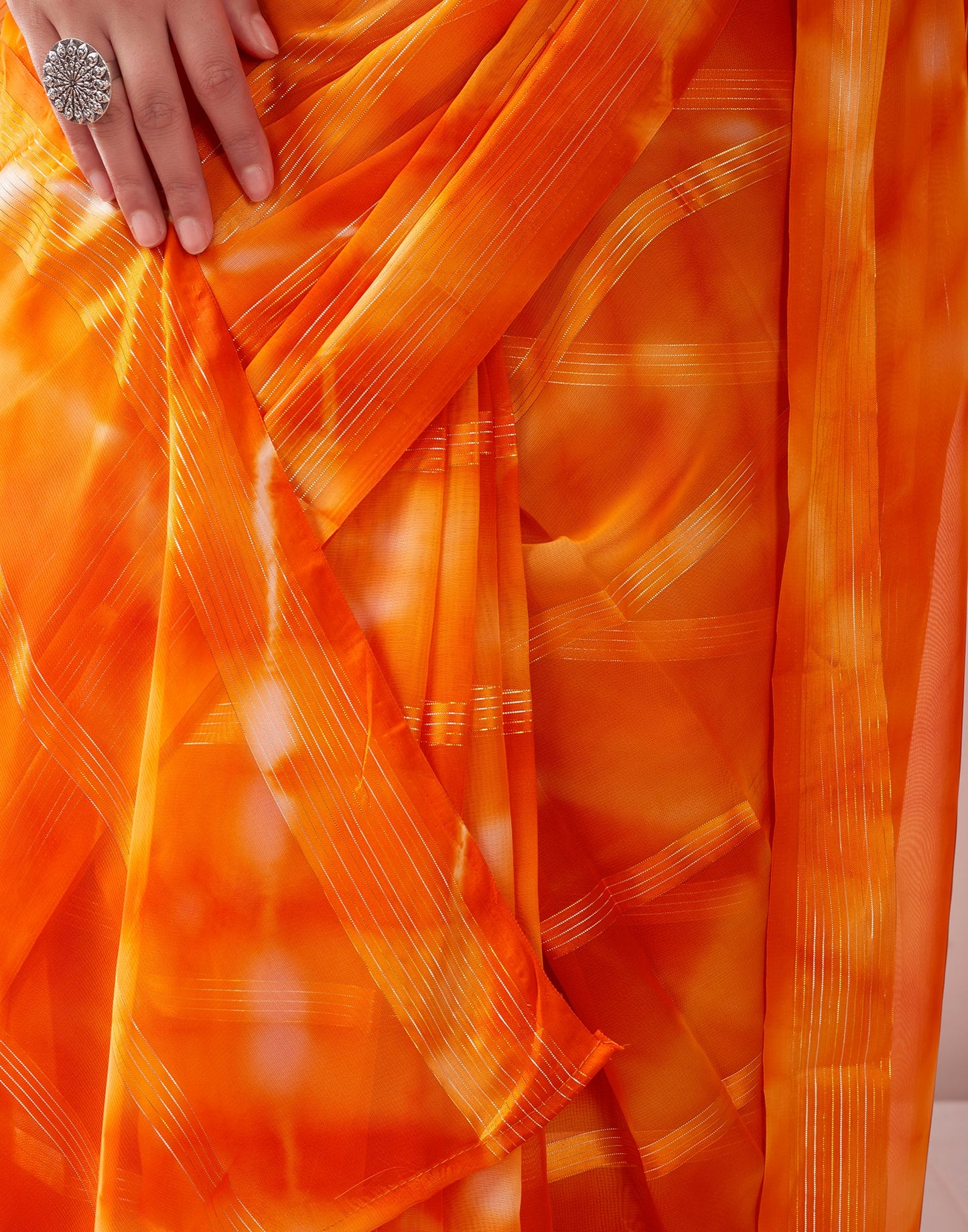 Ready to Wear Orange Georgette Printed Saree