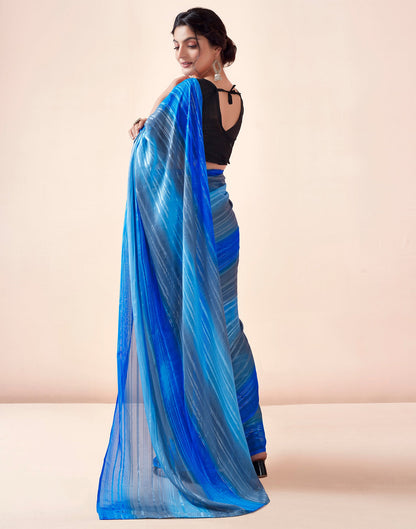 Ready to Wear Grey & Multicoloured Georgette Printed Saree