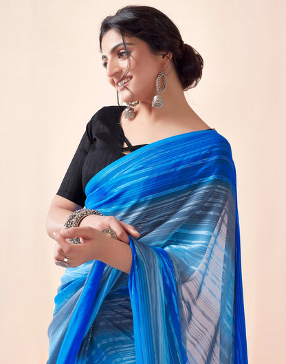 Ready to Wear Grey & Multicoloured Georgette Printed Saree