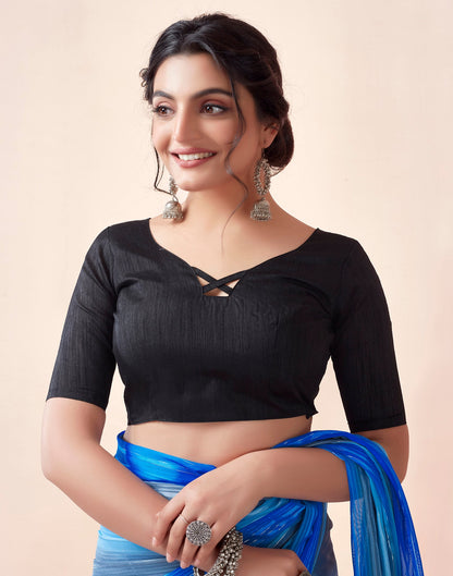 Ready to Wear Grey & Multicoloured Georgette Printed Saree