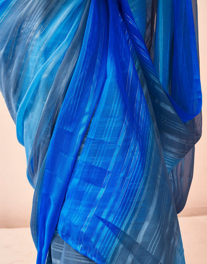 Ready to Wear Grey & Multicoloured Georgette Printed Saree