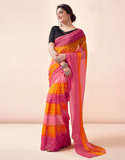 Ready to Wear Turmeric & Red Georgette Printed Saree